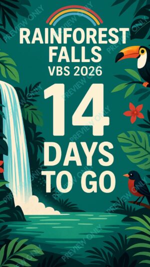 Rainforest Falls VBS 2026 Social Media Pack – 11 Promo Graphics for Churches