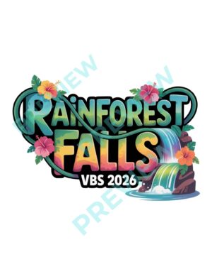 Rainforest Falls VBS 2026 Double Waterfall Logo – Group VBS Digital Artwork