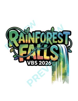 Rainforest Falls VBS 2026 Waterfall Title Graphics Design